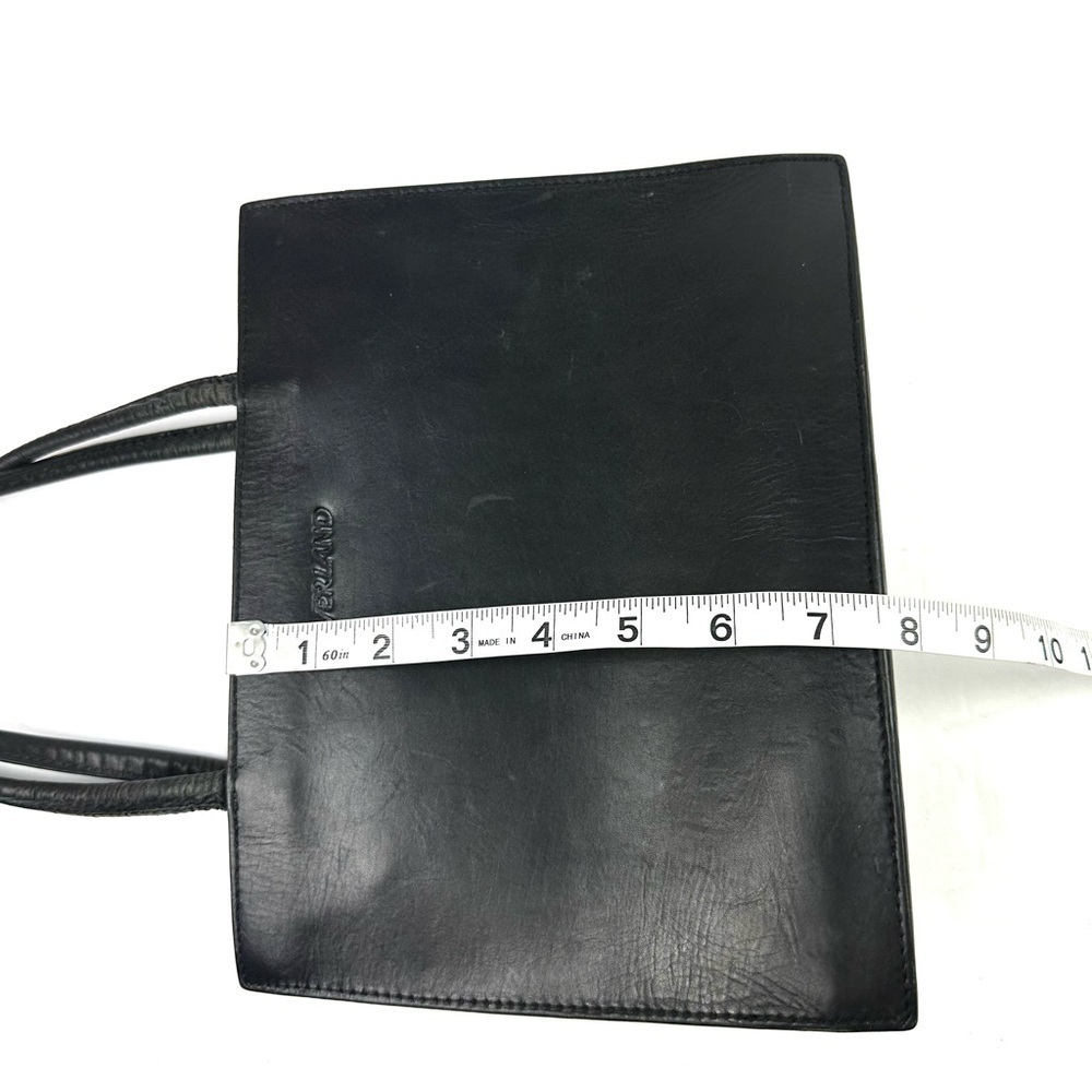 Overland Vintage Handbag Black Leather Double Handles Made In USA Purse - Picture 9 of 12